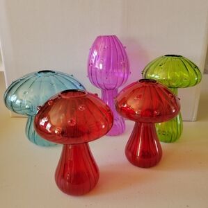 Colorful Glass Mushroom Decor Set